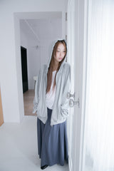 shirring neck hood zip-up(3colors)