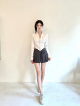 1060. Ribbon wrap pleats mini sk (2color)