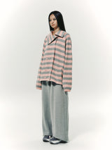 STRIPE COLLAR JACKET PINK