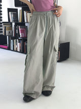 Horsher rustling nylon pintuck two-way cargo pants