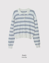 #DO Multi Border Half Button Collar Knit (2color)