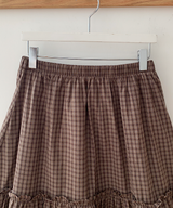 Luen midi checkered skirt Fall layered frill soft fit
