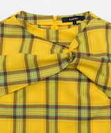 Twisted Check High-neck Top _ YELLOW