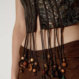 SHEISSHE/JACQUARD LEATHER TOP