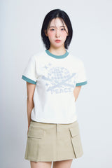 ユニバーサルプリント ½Tシャツ (ivory/green)