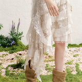 MAQI Romantic Frill Lace Asymmetrical Chiffon Sleeveless Dress Resort Look Camisole