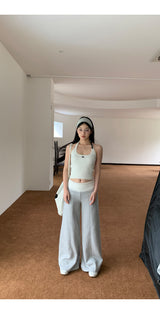 Wide banding lace bootcut pants