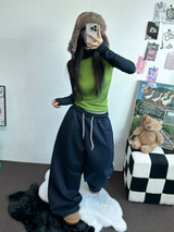 TRACK WIDE TAPING BALLOON LONG PANTS 💙🖤🤍3COLOR
