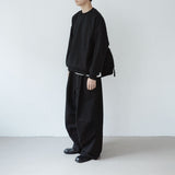 webbing belted cotton wide pants