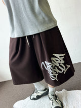 Cursive Letter Tattoo Graphic Balloon Bermuda Shorts 4color