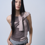 UNBALANCE SLEEVELESS TOP (COCOA)