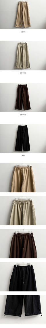 Moody deep color pitch tantan cotton banding wide pants