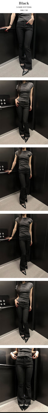 Stripe boots cut pants