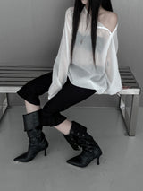 [unisex] シースルーダイアゴナルジッパーT (2color)