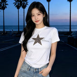 Leopard Star Rhinestone Slim Fit Tee