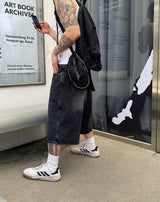 No.0769 washing wide 7 denim SHORTS