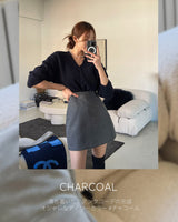 【MADE】タックアクセントウールブレンドミニスコート