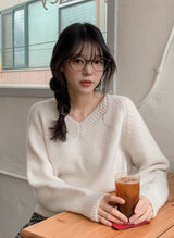 #Pure Basic V-neck Loose Fit Knit (3color)