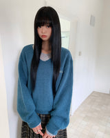 [ORIGINAL] Furry Loose-Fit V-Neck Knit