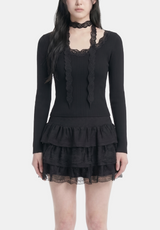Sorin Lace Choker Knit Top