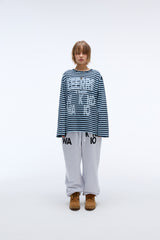 Weekend warrior typography printing stripe long sleeve (Sky-blue)