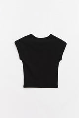 ロゴ キュービック クロップトップ Black