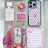 xs ♩♪♬ ドット. (ピンク) グラスバンパー iPhoneケース