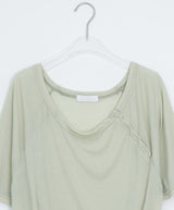 Shushup Off-Shoulder Tencel Layered Snap Short Sleeve Tee