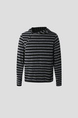 Diagonal button knit hoodie