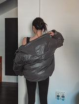 Touk glossy puffer hood padding