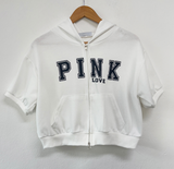 HEART🎀💕🧸BABY SEMI CROPPED T SHIRT HOODIE ZIP UP JUMPER🧸🖤🤍3COLOR