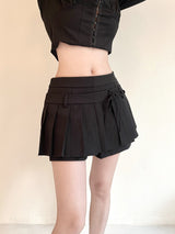 1060. Ribbon wrap pleats mini sk (2color)