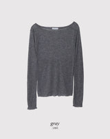 Boat Neck Wave Layered Wool T-Shirt (5color)