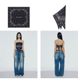 Paisley-print silk scarf top