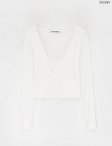 [B-BASIC] テンションディープVネックラップロングスリーブTシャツ