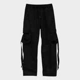 strap elastic pants_black