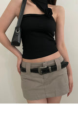 American Retro Silver Leather Belt