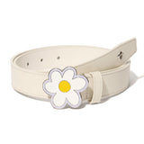 BL004 Flower Women's Leather Belt 27 mm White