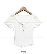 [U-BASIC] スローボタンVネック半袖Tシャツ