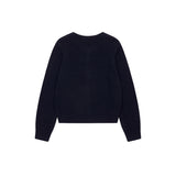 Wool 100% Flower Cardigan_Navy