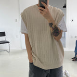 Punching knit round vest 2C