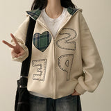 Pair Check Heart Hooded Zip-Up