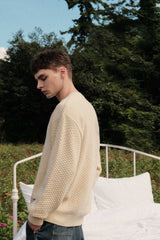Retro Pattern V-Neck Knitwear - Ivory