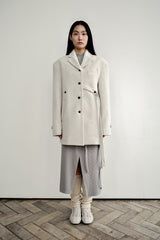 Fuzzy heavy wool coat, Light grey