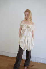 Silky shirring dress_beige