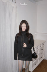 London black denim casual zip-up jacket