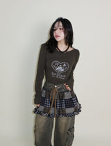 Kibet Heart Vintage Printed Long Sleeve T-Shirt
