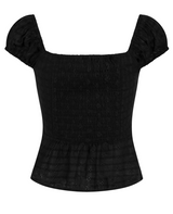 Square Neck Puff BL - flower jacquard