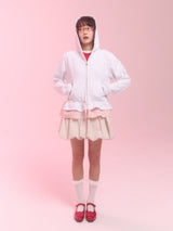  layerd ruffle hoodie_white melange