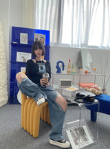 It's a bezo ワイドデストロイドジーンズ